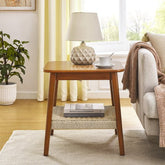 Bellemave® 23" Mid - Century Side Table with Woven Shelf - Bellemave
